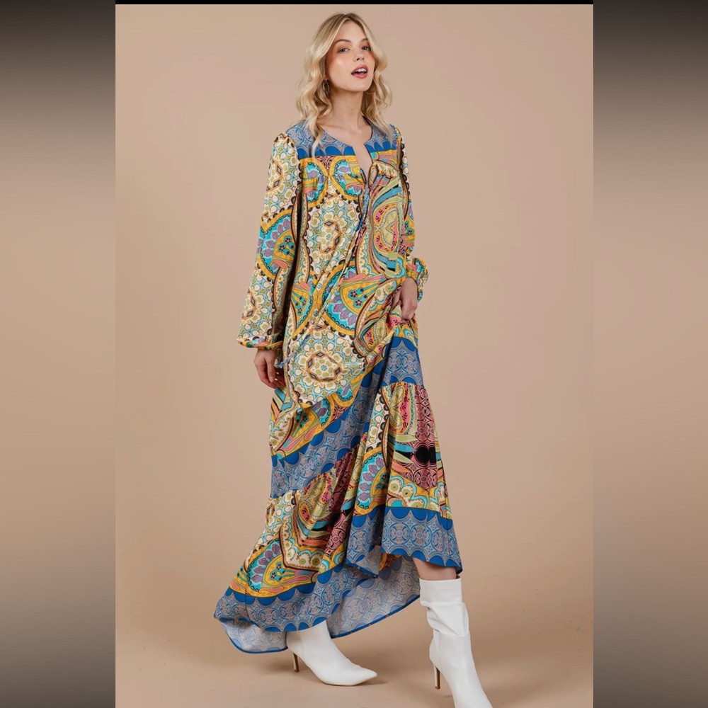 Bohemian Paisley Maxi Dress - Picture 2 of 6